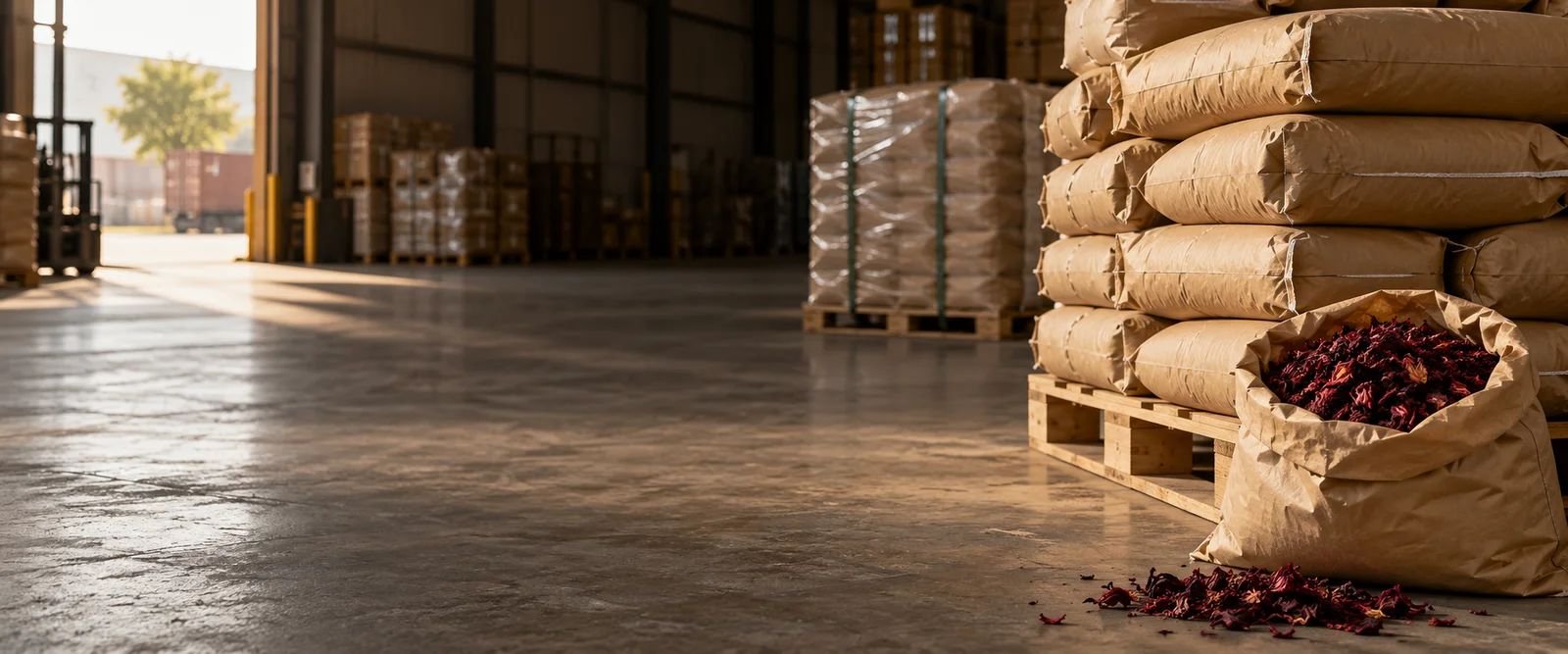 Senegalese hibiscus export warehouse