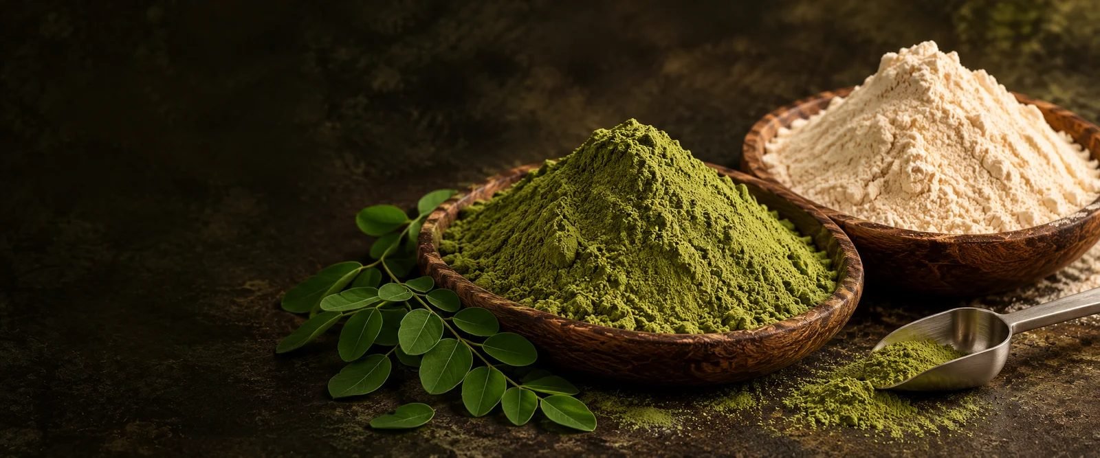 Moringa and baobab powder showcase